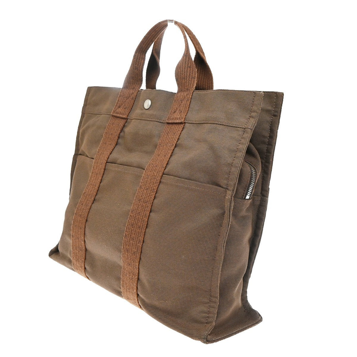 HERMES Her Line Tote MM Hand Tote Bag Canvas Brown France 61EG404