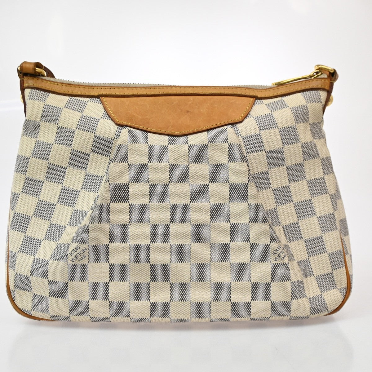 LOUIS VUITTON Siracusa PM Shoulder Bag Damier Azur Leather White N41113 16KB689