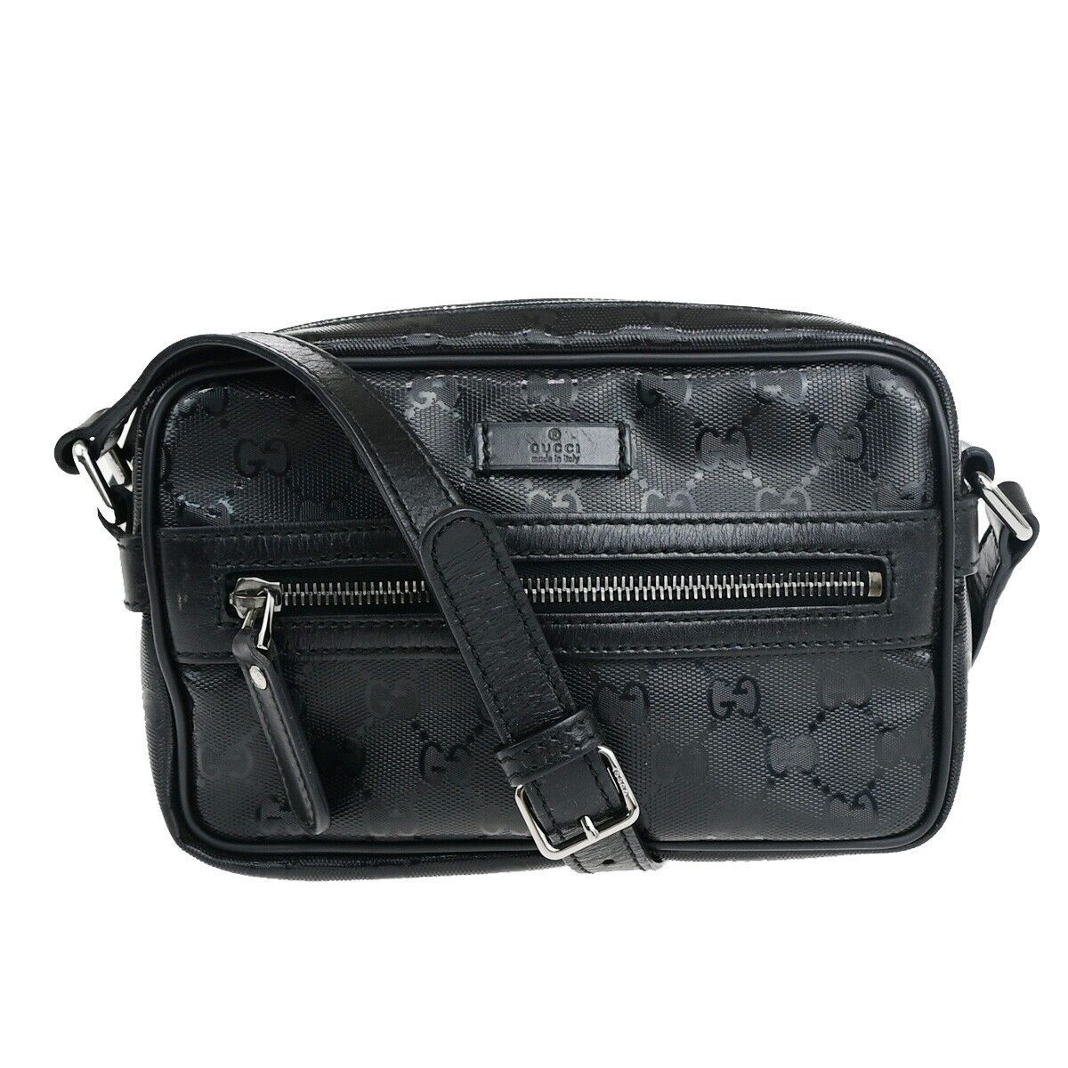 GUCCI Imprime GG Pattern Crossbody Mini Shoulder Bag PVC Leather Black 82EC944