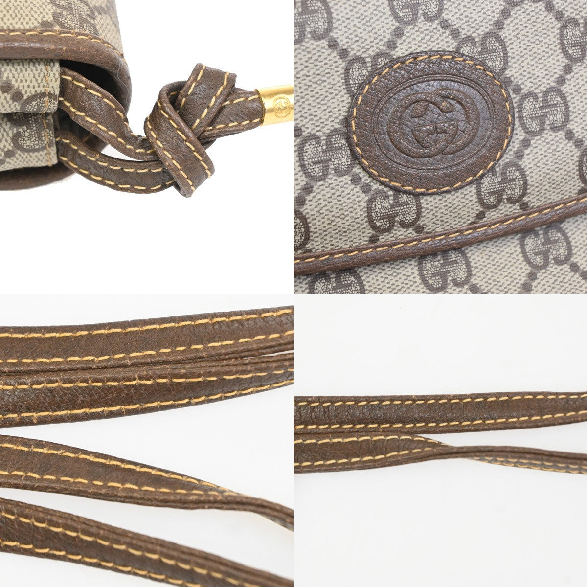 GUCCI GG Pattern Shoulder Bag PVC Leather Brown Italy GHW 38TA614