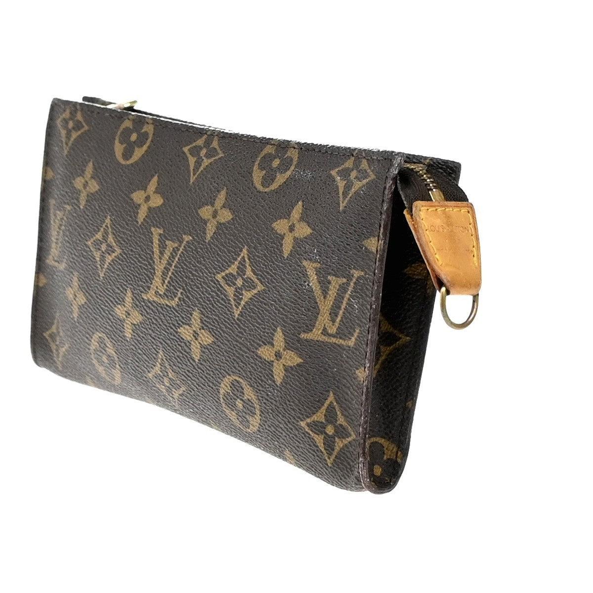 LOUIS VUITTON Logo BUCKET GM Pouch Bag Monogram Leather Brown France 05EG171