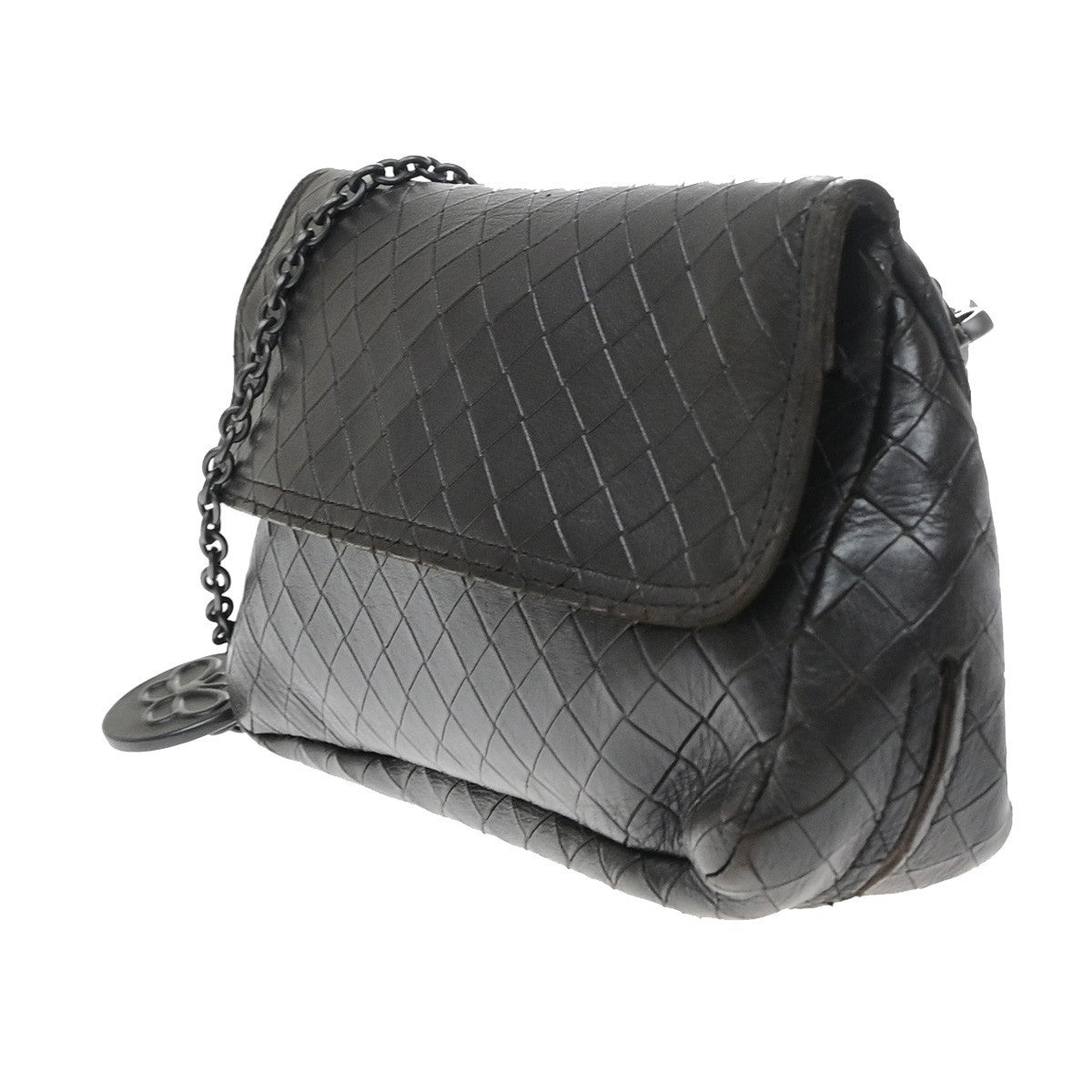 BOTTEGA VENETA Logo Intrecciato Chain Wallet Leather Brown 88CB069