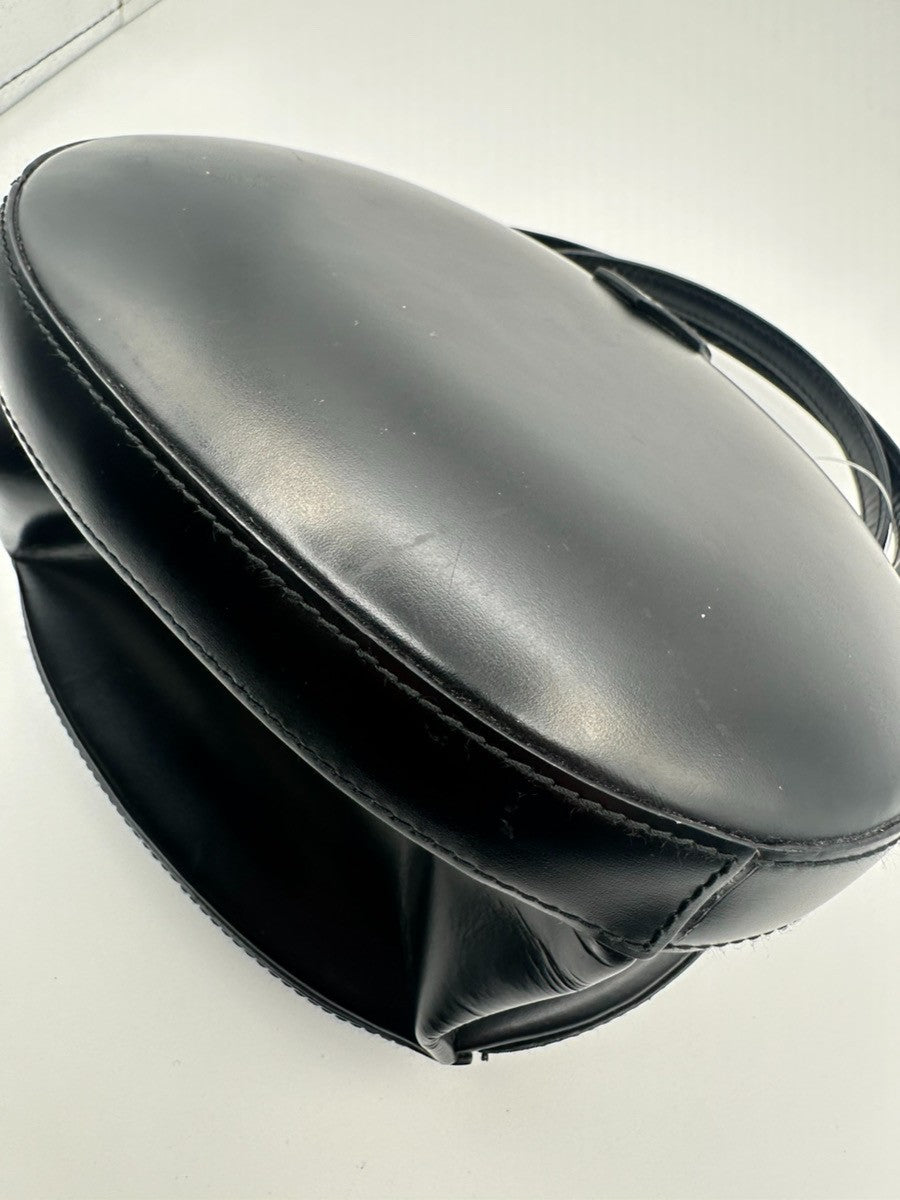 LOEWE Logo Anagram Round Hand Bag Leather Black Spain GHW 25RL940