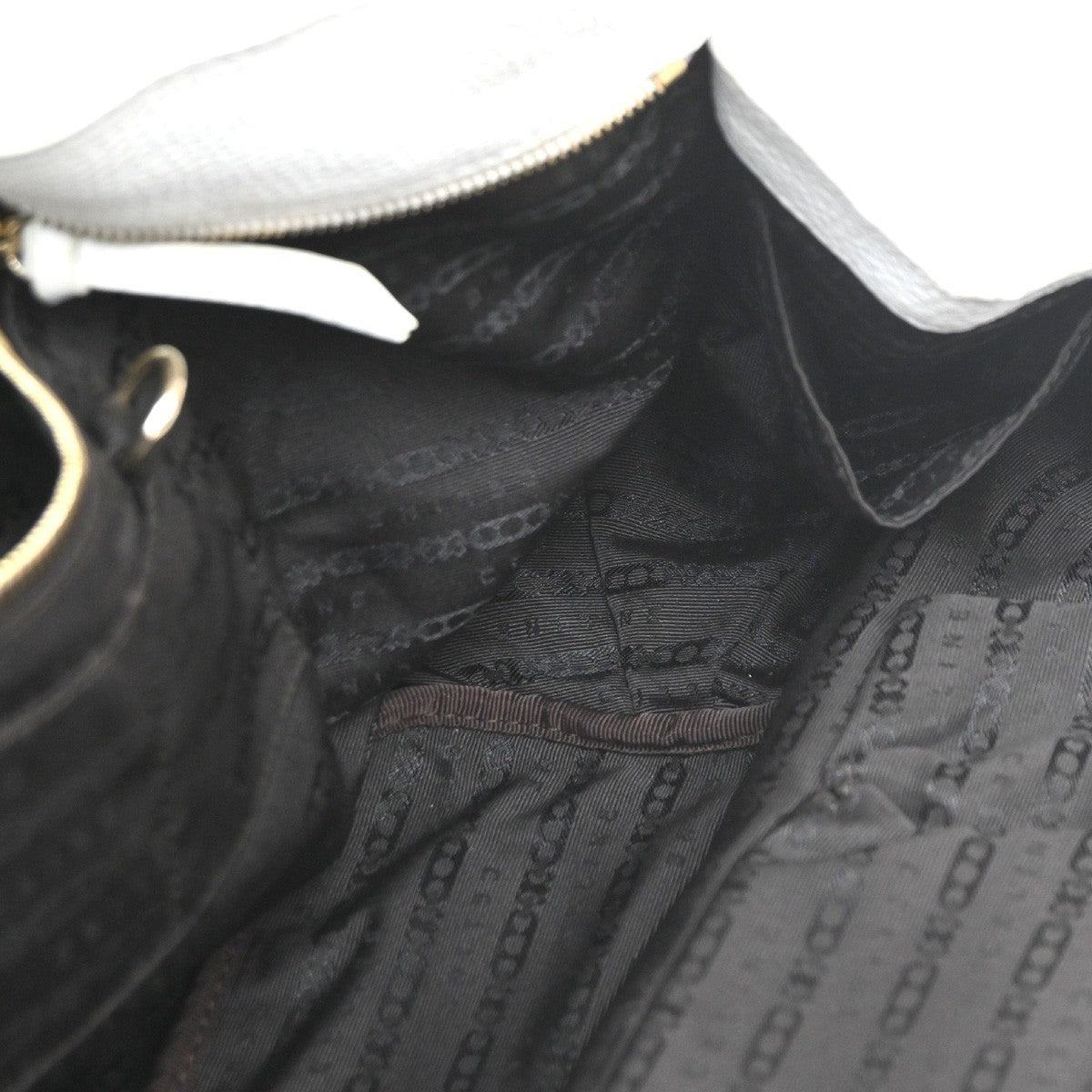 CELINE Logo Bittersweet Shoulder Hand Bag Leather Gold White GHW 35CA528
