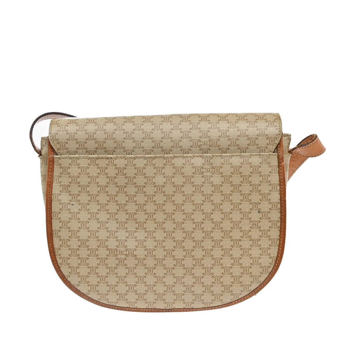 CELINE Logo Macadam Pattern Shoulder Bag PVC Leather Brown GHW Italy 63KB327