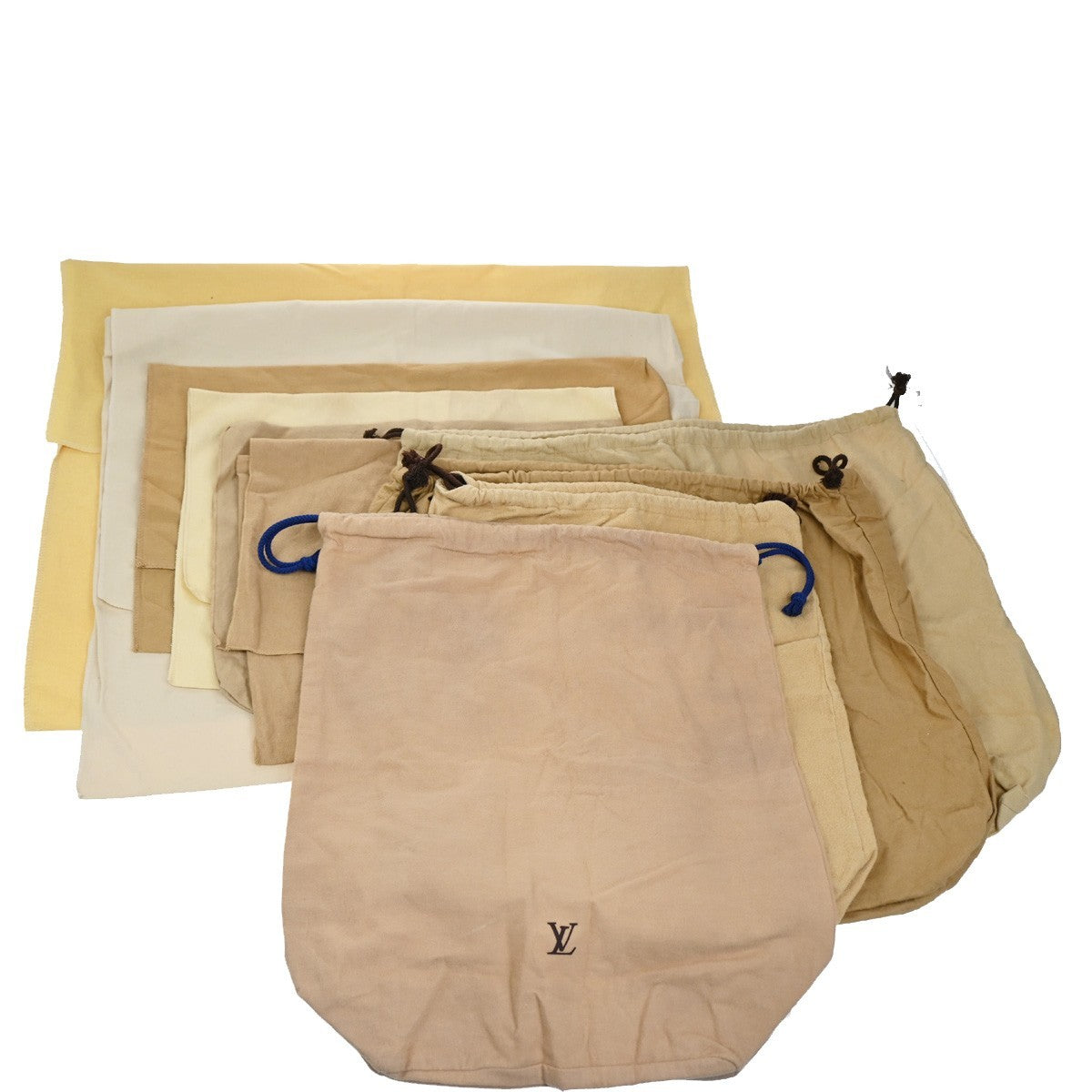 LOUIS VUITTON Logo 10 Set Dust Bag Drawstring Canvas Cotton Beige Brown 09KP113