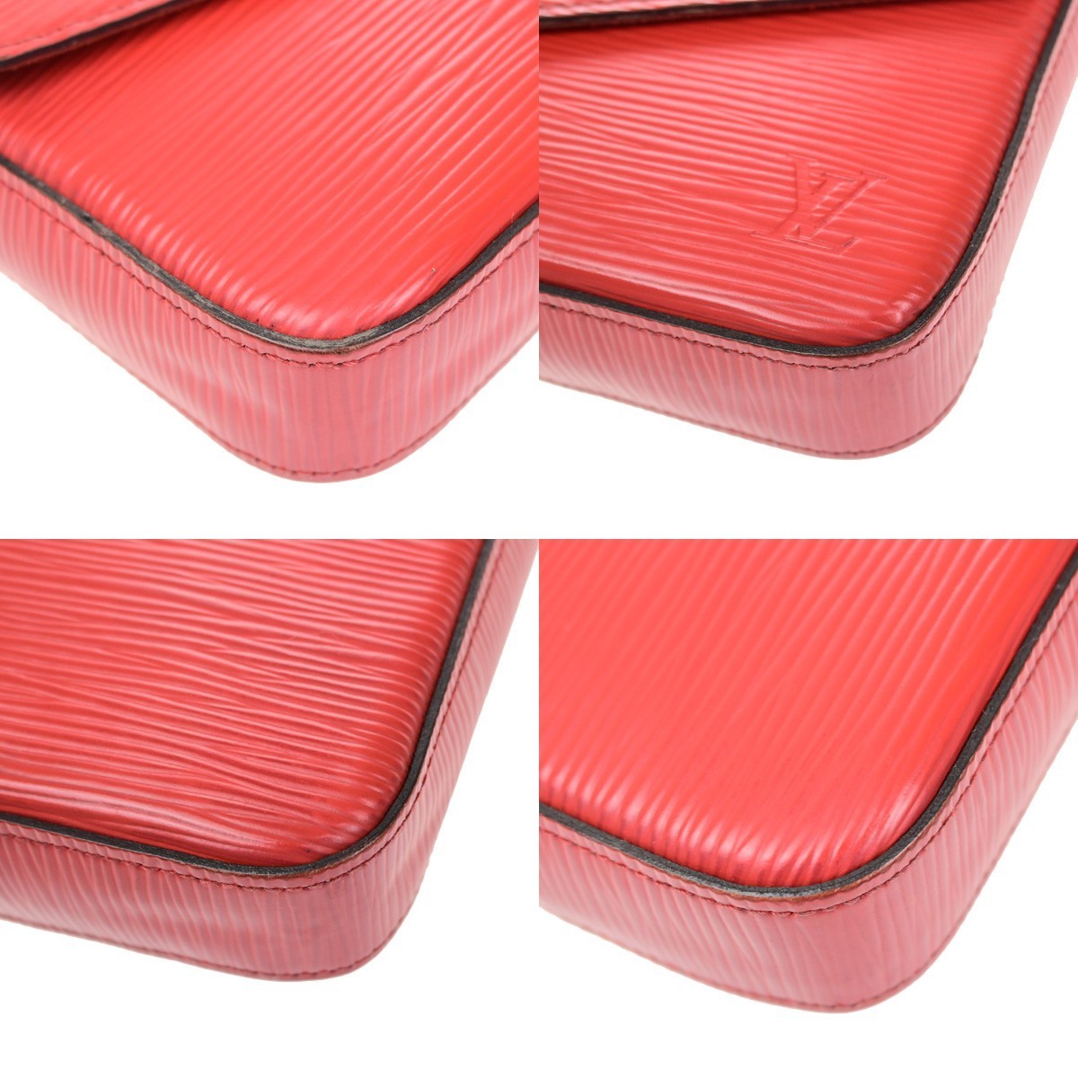 LOUIS VUITTON Pochette Felicie Chain Shoulder Bag Epi Leather Red M41559 50YJ245