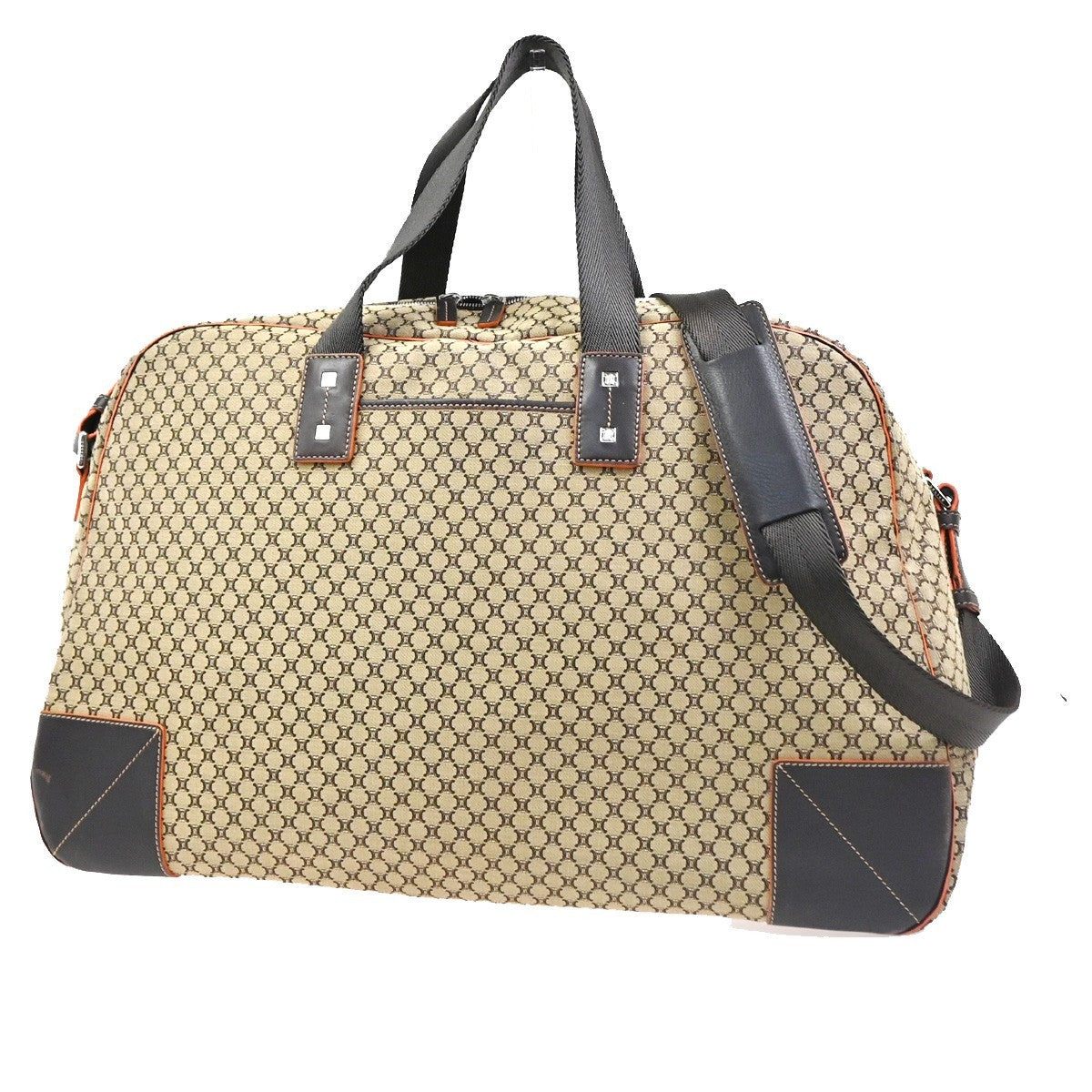 CELINE Logo Macadam 2Way Travel Shoulder Hand Bag Canvas Leather Brown 73RQ022