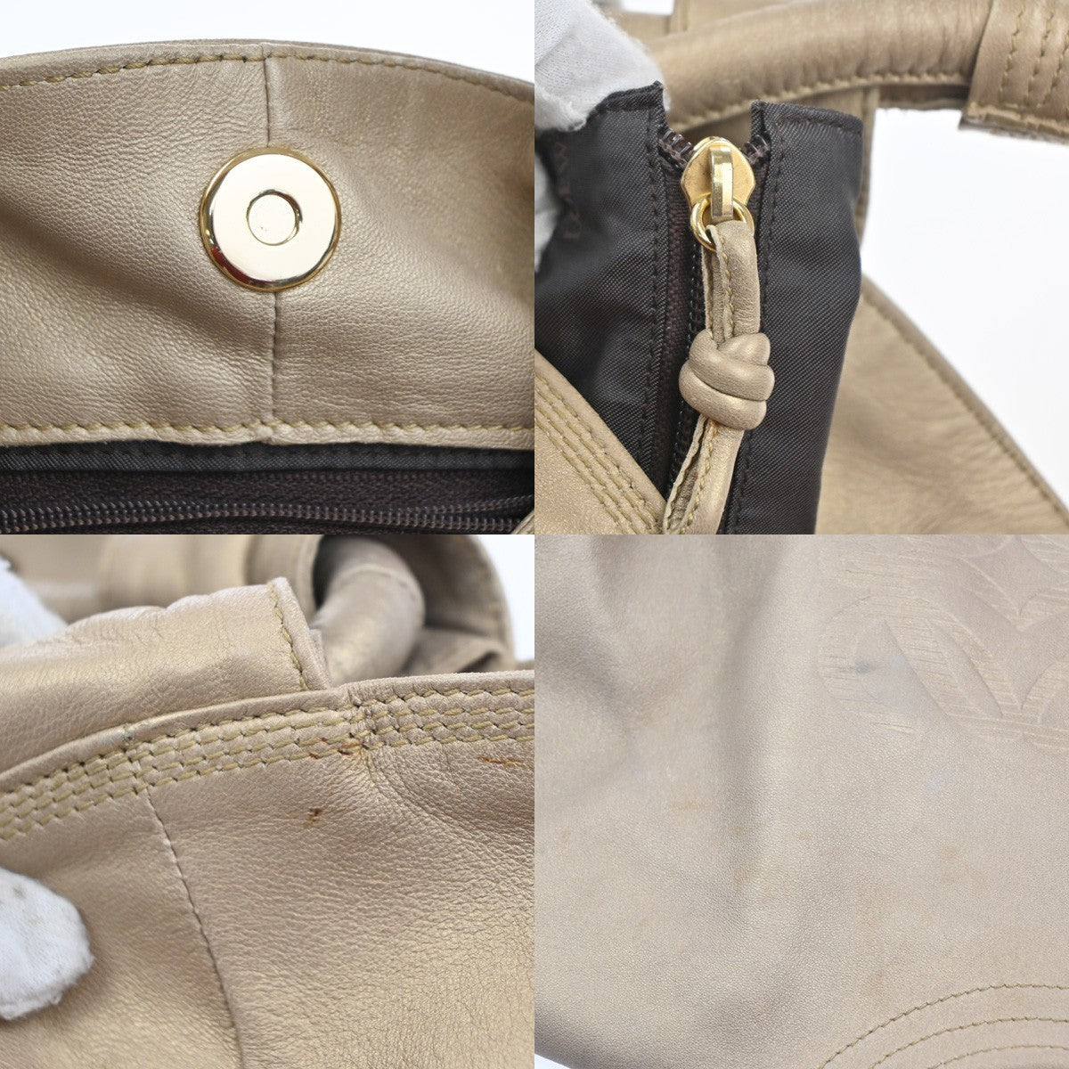 LOEWE Anagram Logo Nappa Aire One Shoulder Hand Bag Leather Beige Spain 34KC260
