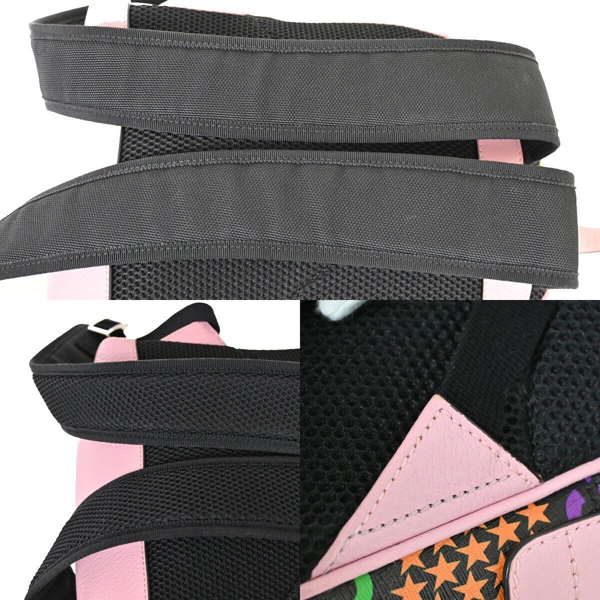 GUCCI Logo GG Psychedelic Backpack Bag Supreme Leather Black Pink Italy 14HB656