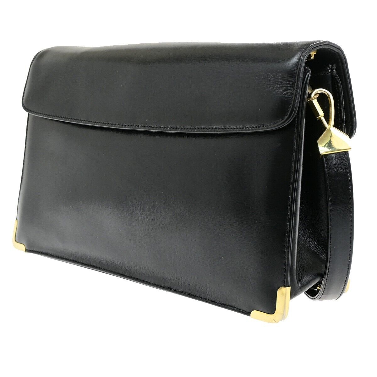 CHRISTIAN DIOR Logo Shoulder Bag Leather Black GHW 33ED426