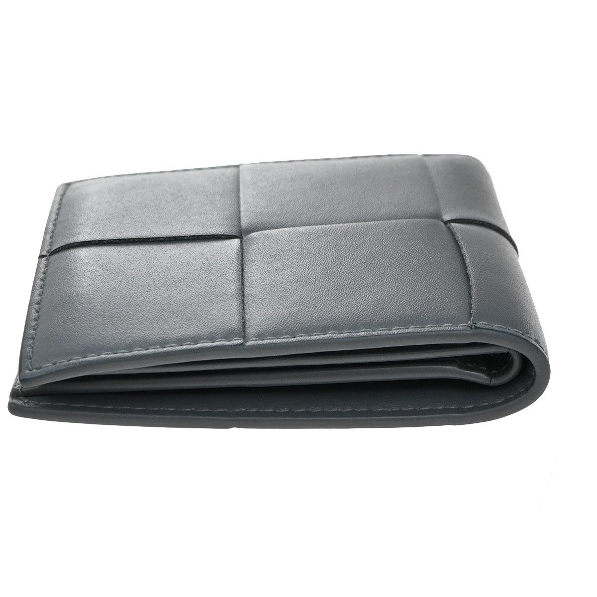 BOTTEGA VENETA Logo Cassette Bifold Compact Wallet Leather Gray Italy 31RP158