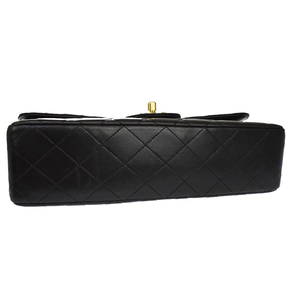 CHANEL CC Matelasse 25 Pair Hand Bag Leather Black Gold Vintage 6019LC172