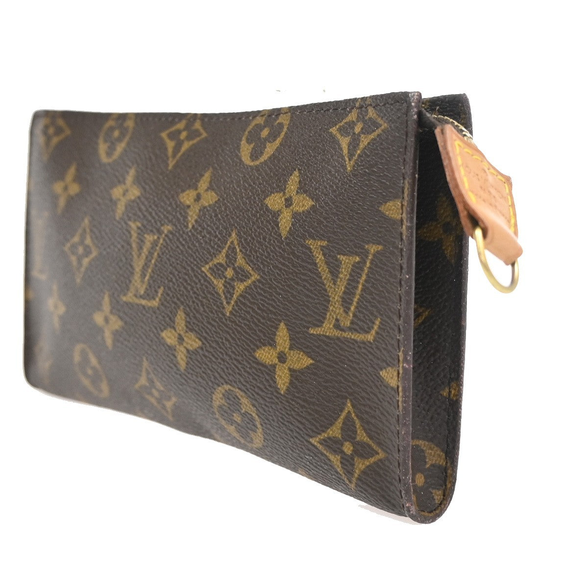 LOUIS VUITTON Logo BUCKET GM Pouch Bag Monogram Leather Brown France 60ZA160