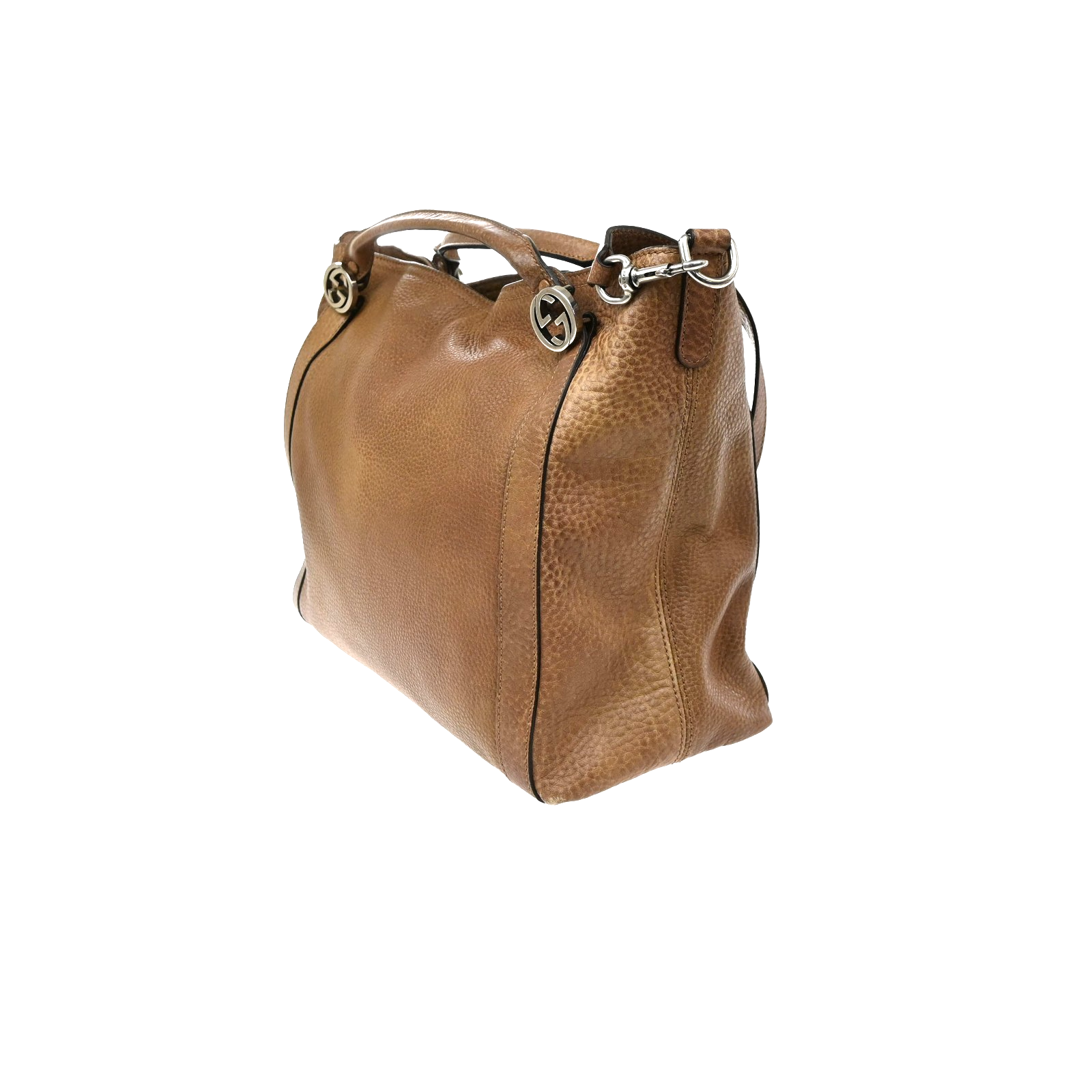 GUCCI Miss GG 2Way Hand Shoulder Bag Pebbled Leather Brown SHW Italy 86KD069