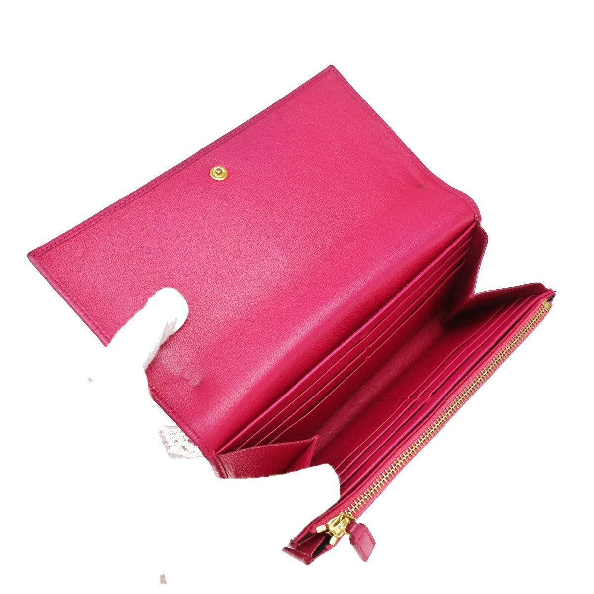 YVES SAINT LAURENT YSL Logo Long Zipper Wallet Leather Pink 66EE518
