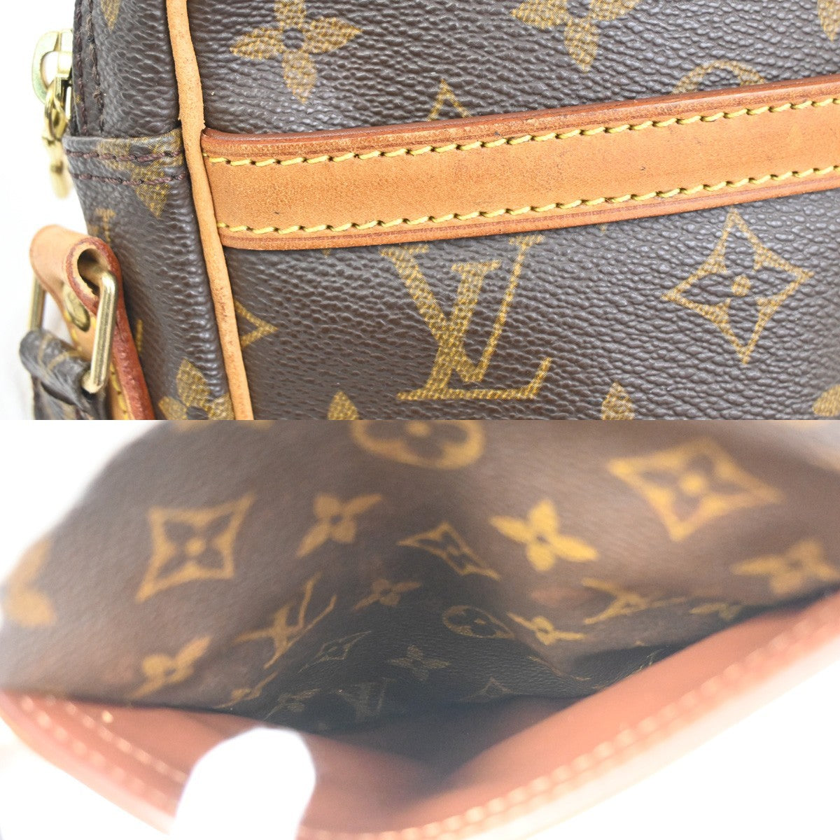 LOUIS VUITTON Danube Shoulder Bag Monogram Leather Brown USA M45266 11CA836
