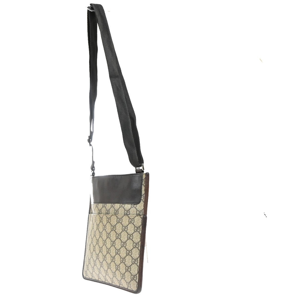 GUCCI Logo GG Pattern Shoulder Bag Supreme Leather Brown Beige Italy 69KC710