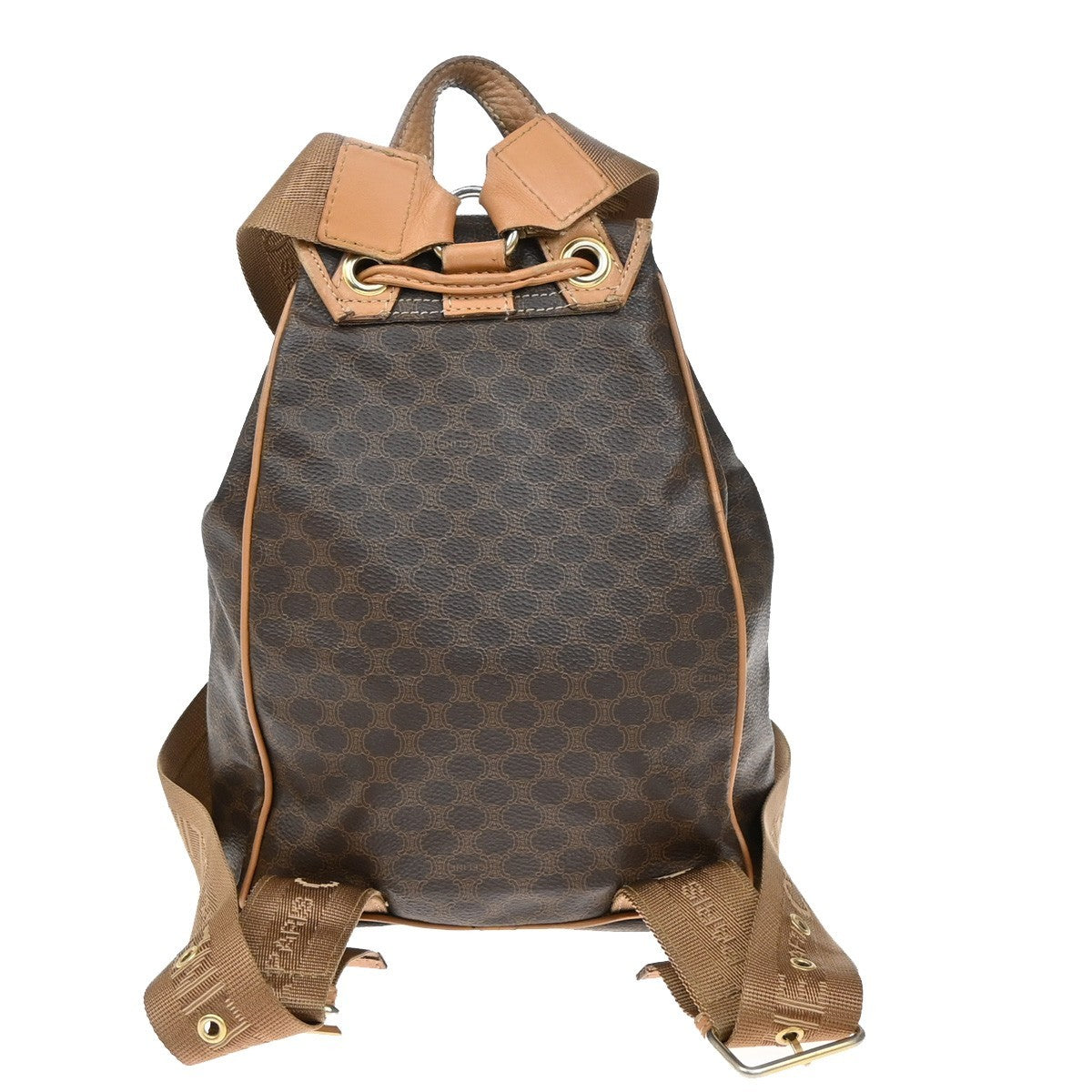 CELINE Logo Macadam Pattern Backpack Bag PVC Leather Brown GHW 33KB570