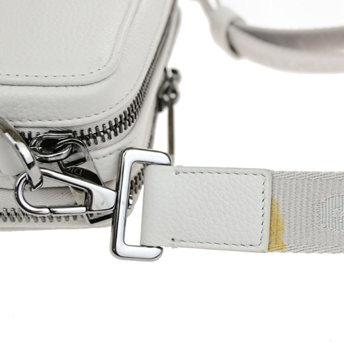 CHRISTIAN DIOR Logo Mini Shoulder Bag Leather White SHW Italy 22YG013