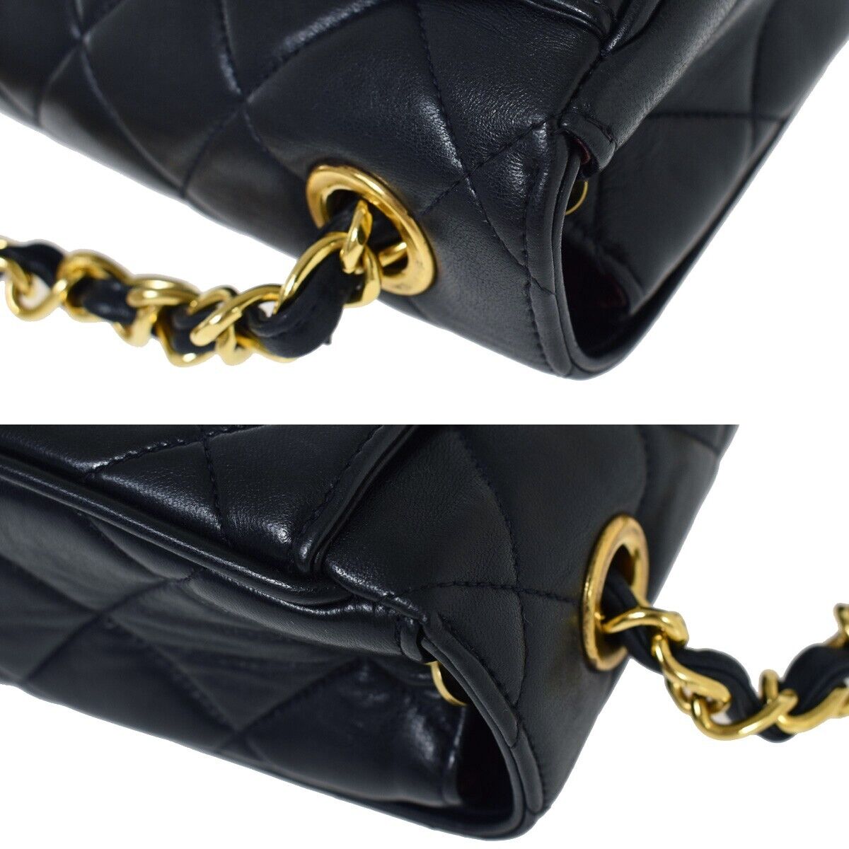 CHANEL CC Logo Matelasse 25 Chain Shoulder Bag Leather Blue GHW Vintage 850RJ158