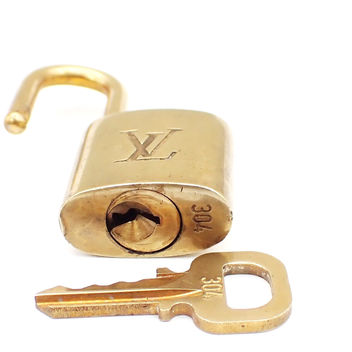 LOUIS VUITTON LV 10 Set  Padlock Key Bag Charm Cadena Gold Plated France 80YF800
