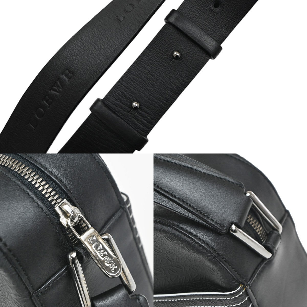 LOEWE Logo Repeat Anagram Crossbody Shoulder Bag PVC Leather Black 32EG246