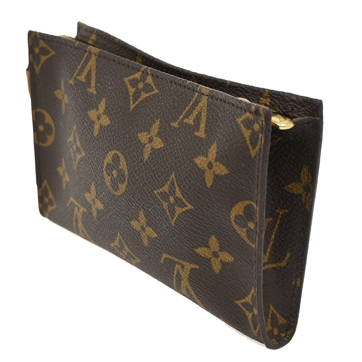 LOUIS VUITTON Logo BUCKET PM Pouch Bag Monogram Leather Brown France 04KC276