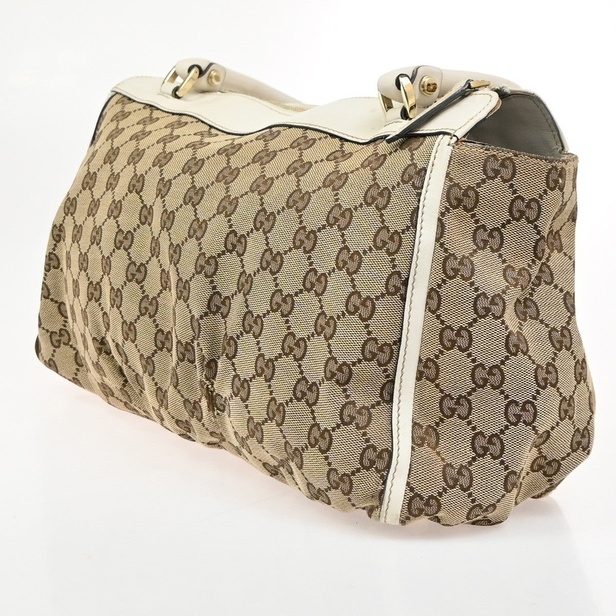GUCCI Abbey GG Pattern D-Ring Shoulder Bag Canvas Leather BN White Italy 36ZA304