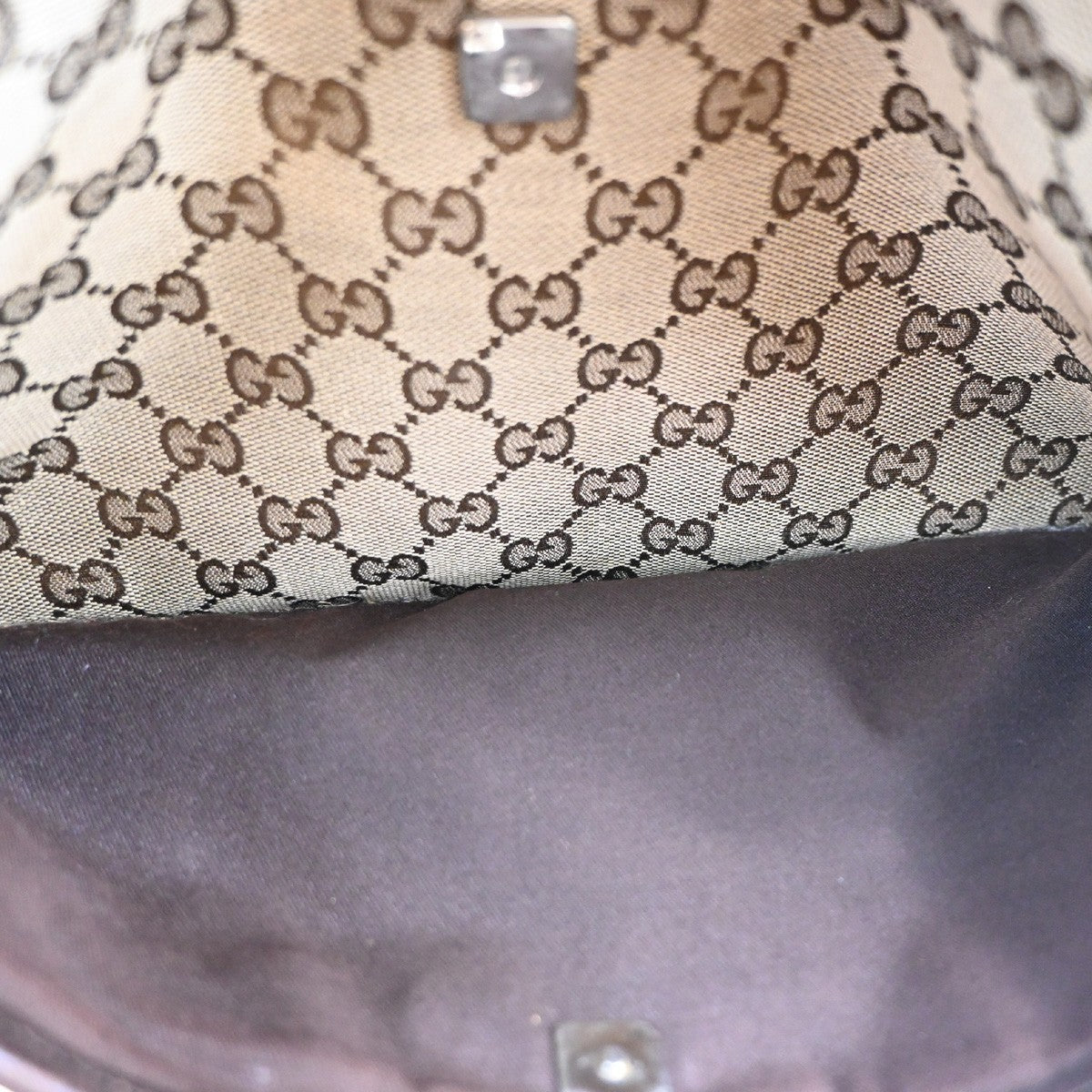 GUCCI Logo GG Crossbody Shoulder Bag Leather Canvas Brown SHW Italy 65TA715