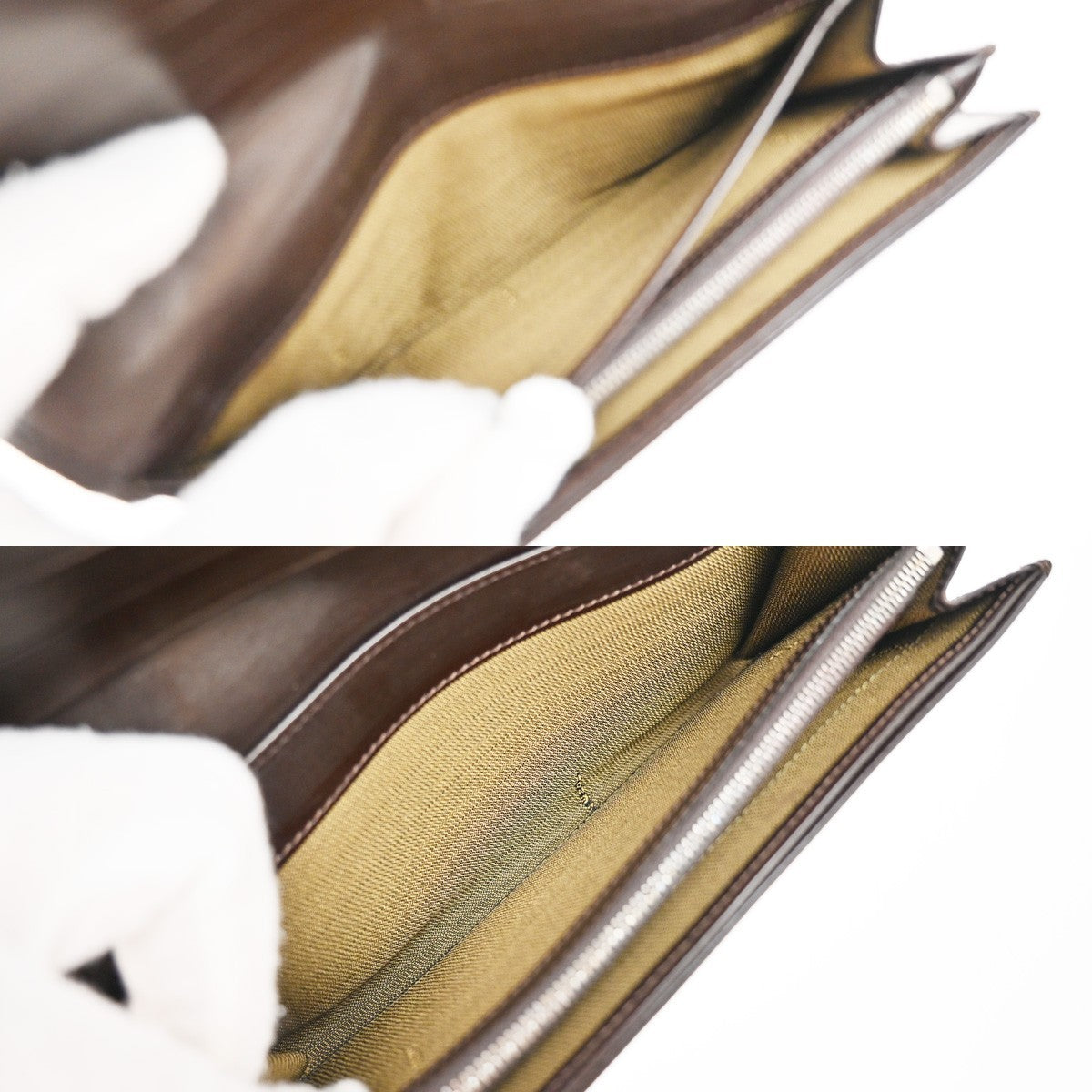 FENDI Logo Zucca Pattern Long Bifold Wallet Canvas Leather Brown 69KP025