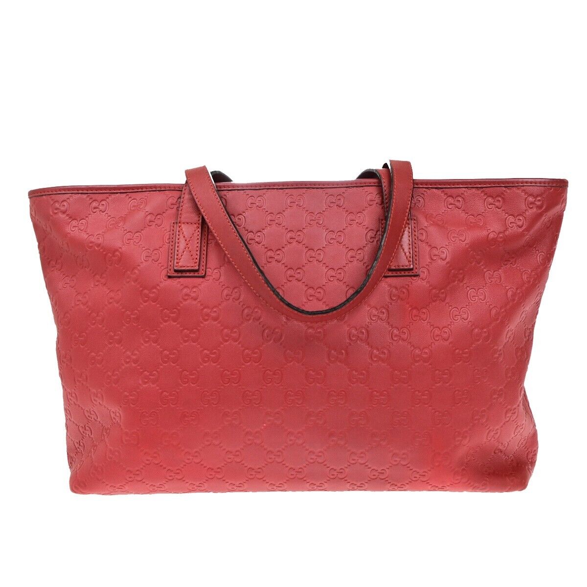GUCCI Logo Guccissima GG Pattern Shoulder Tote  Bag Leather Red GHW 87ED994