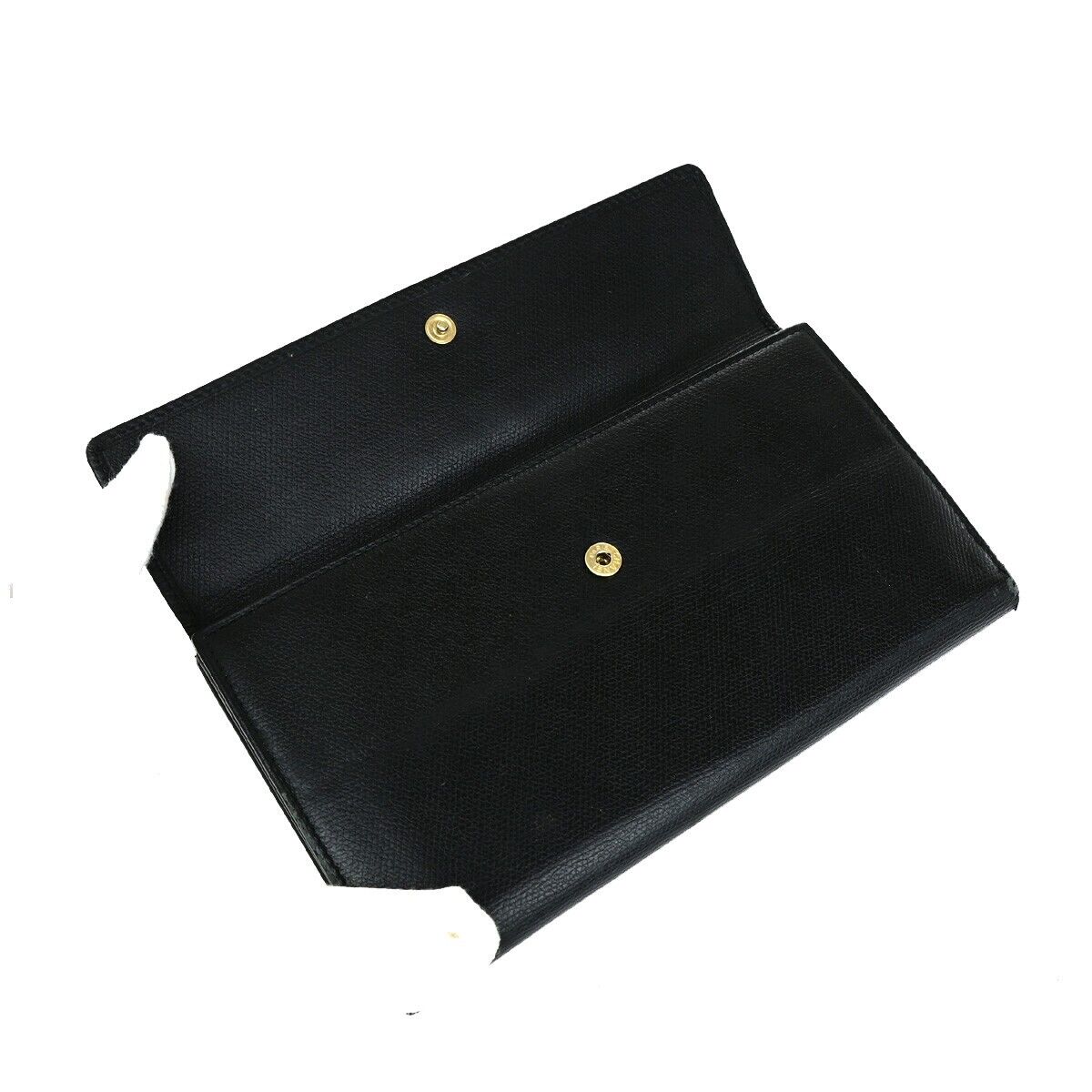 CHANEL CC Logo Long Bifold Wallet Purse Leather Black GHW France 33EB272