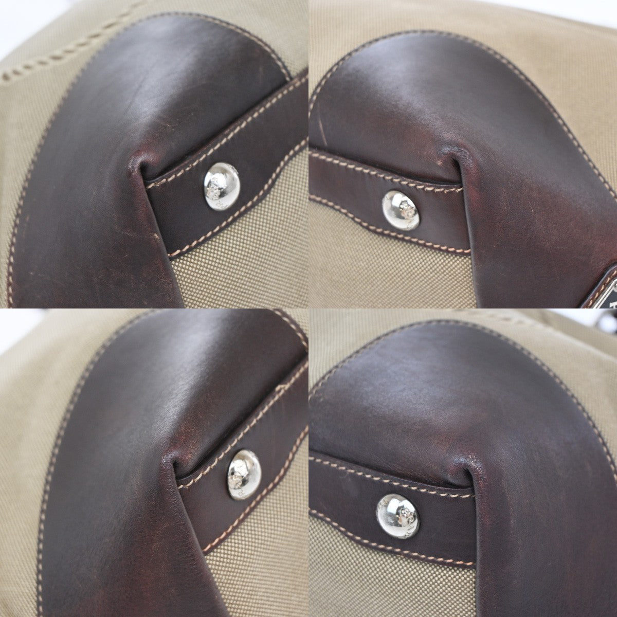 PRADA MILANO Logo Shoulder Bag Canvas Leather Brown Made in Italy 38KP156