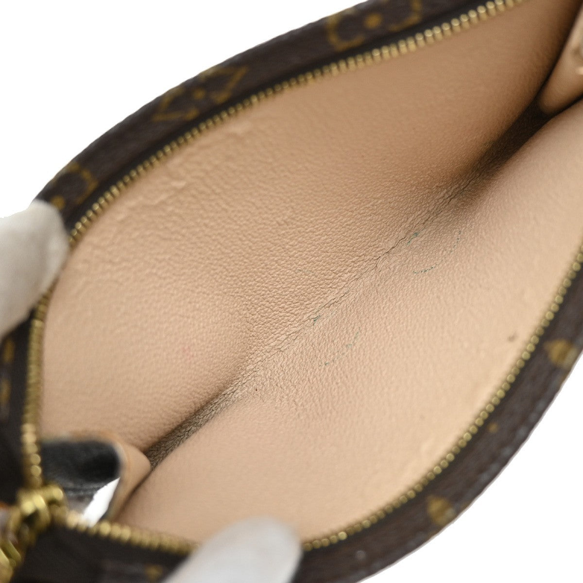 LOUIS VUITTON LV Logo Bucket GM Pouch Bag Monogram Leather Brown Gold 02KB369