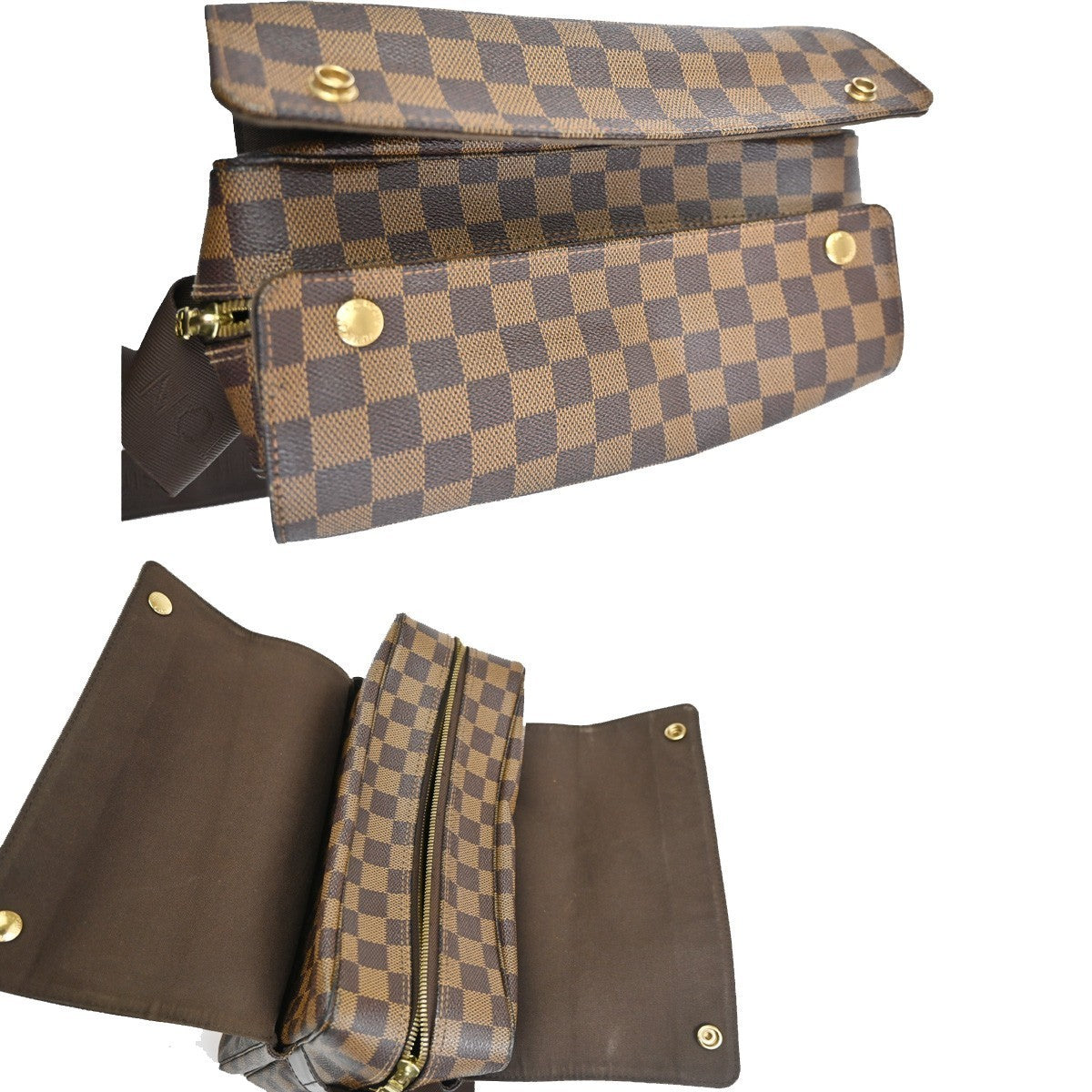 LOUIS VUITTON Naviglio Shoulder Bag Damier Ebene Leather Brown N45255 77TA691