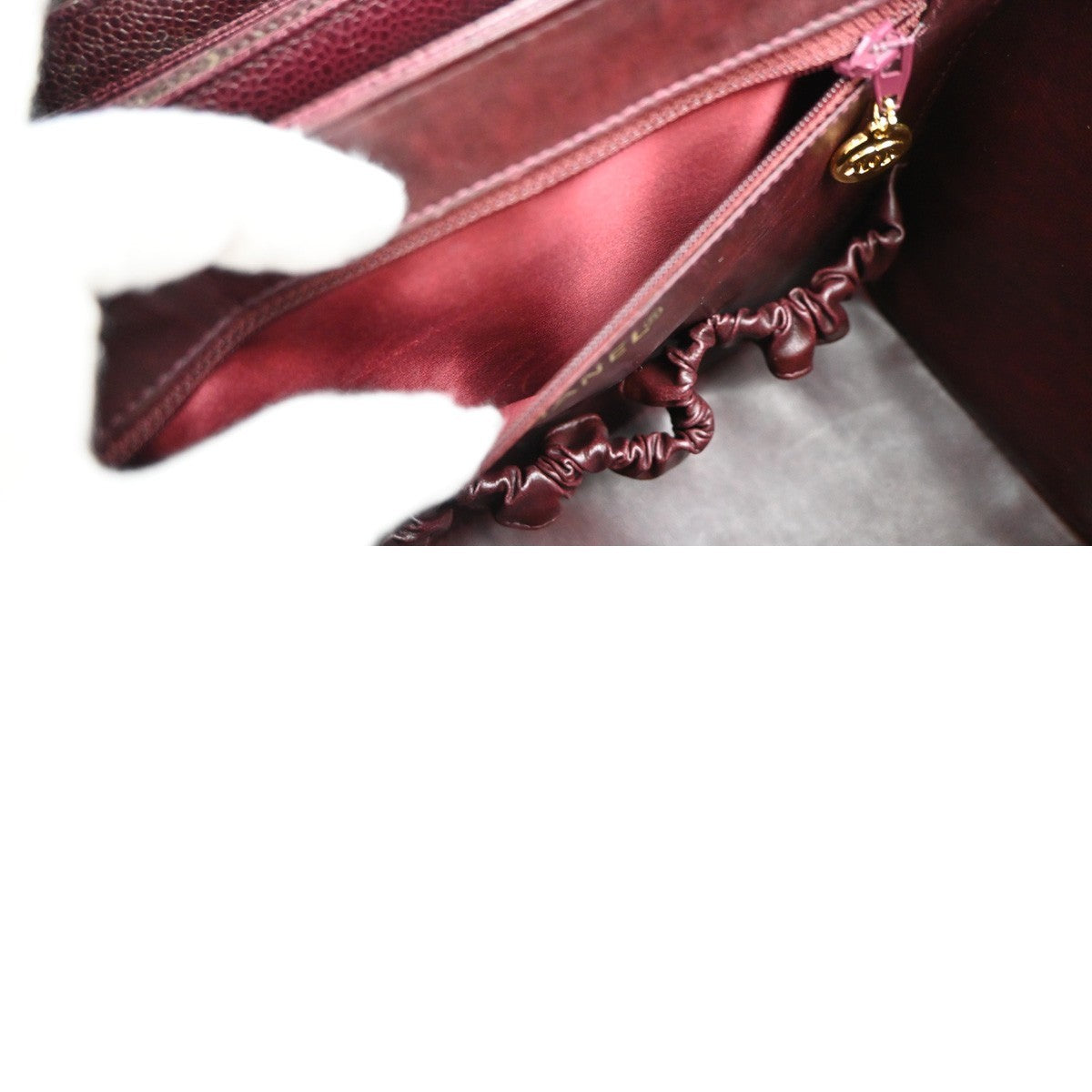 CHANEL 2Way Vanity Shoulder Hand Bag Calfskin Leather Red Vintage 330RP046