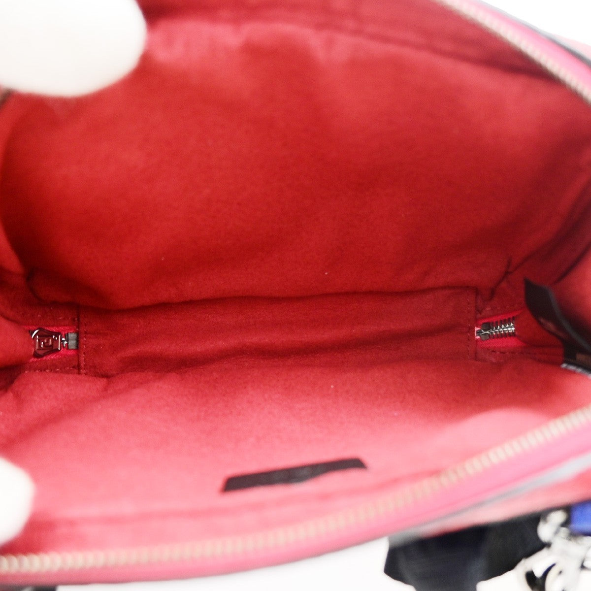 FENDI Logo Camera Case Mini Shoulder Bag Leather Red Blue SHW Italy 84CB041