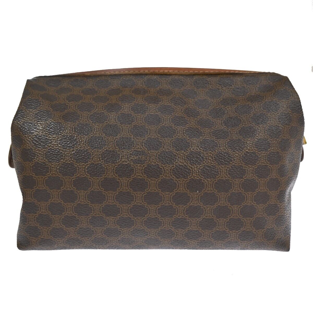 CELINE Logo Macadam Pattern Clutch Hand Bag PVC Leather Brown Italy 02ED480