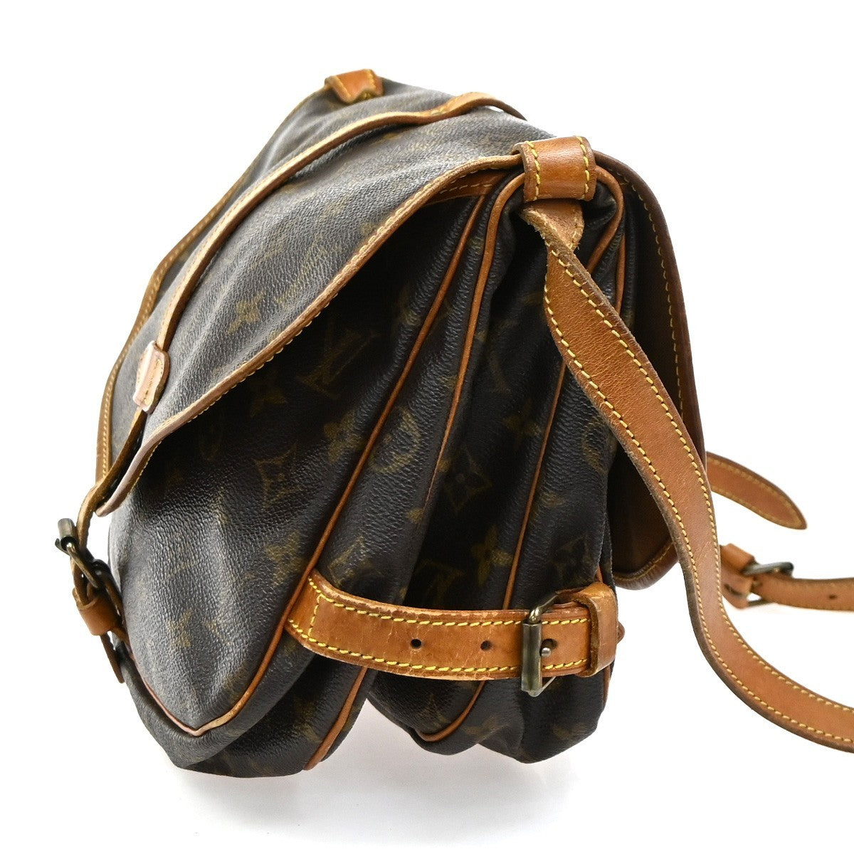 LOUIS VUITTON Logo Saumur 30 Shoulder Bag Monogram Leather Brown M42256 34SA059
