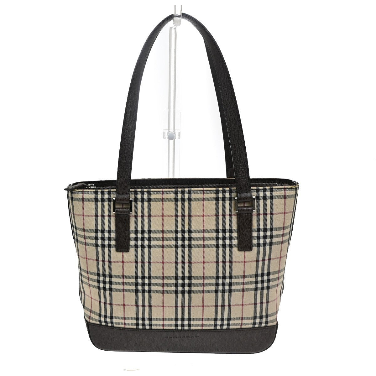BURBERRY Logo Nova Check Shoulder Tote Bag Canvas Leather Beige Brown 65TA197
