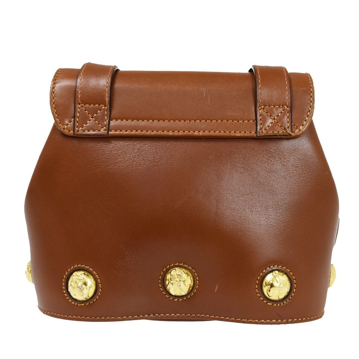 SALVATORE FERRAGAMO Logo Crossbody Shoulder Bag Leather Brown Gold Italy 61GA687