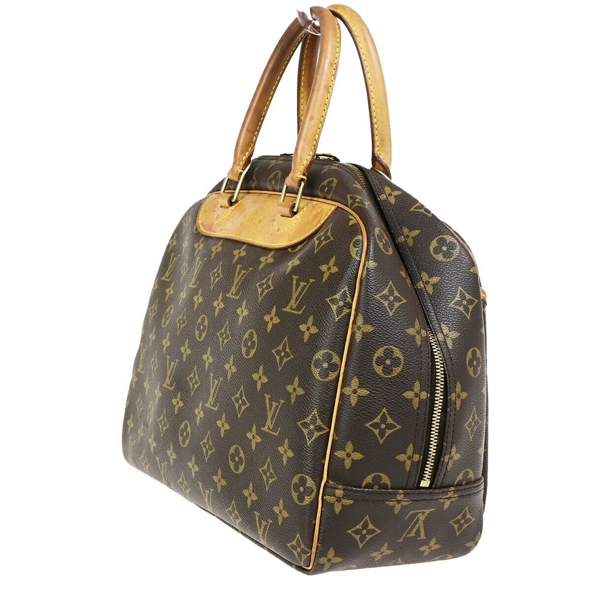 LOUIS VUITTON LV Logo Deauville Hand Bag Monogram Leather Brown M47270 34FB199