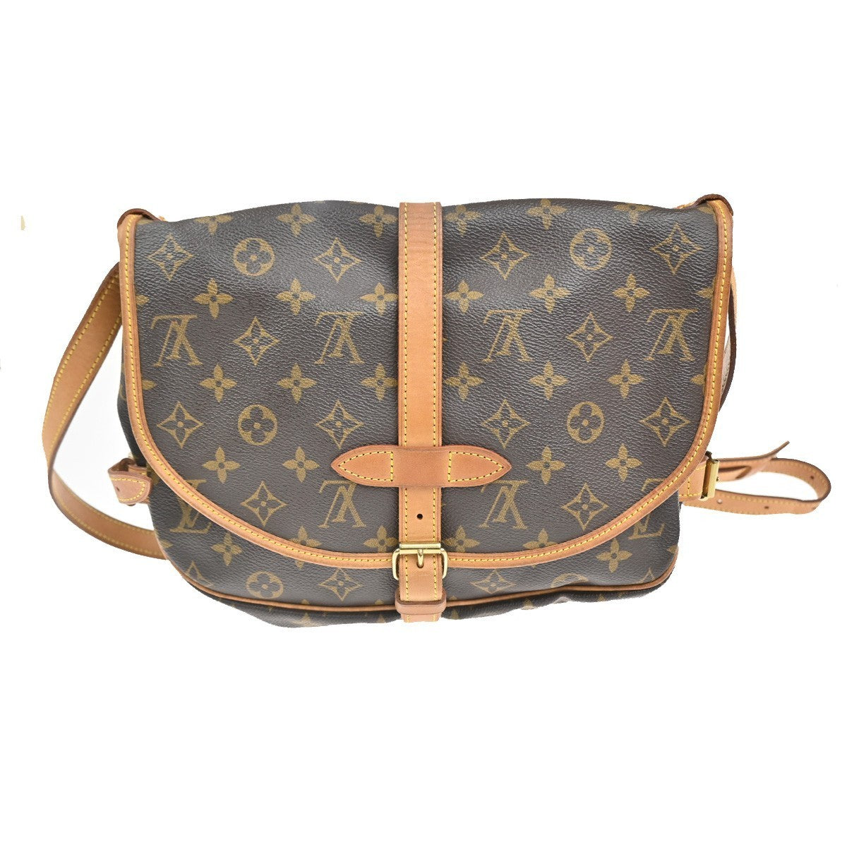 LOUIS VUITTON Logo Saumur 30 Shoulder Bag Monogram Leather Brown M42256 16CA598