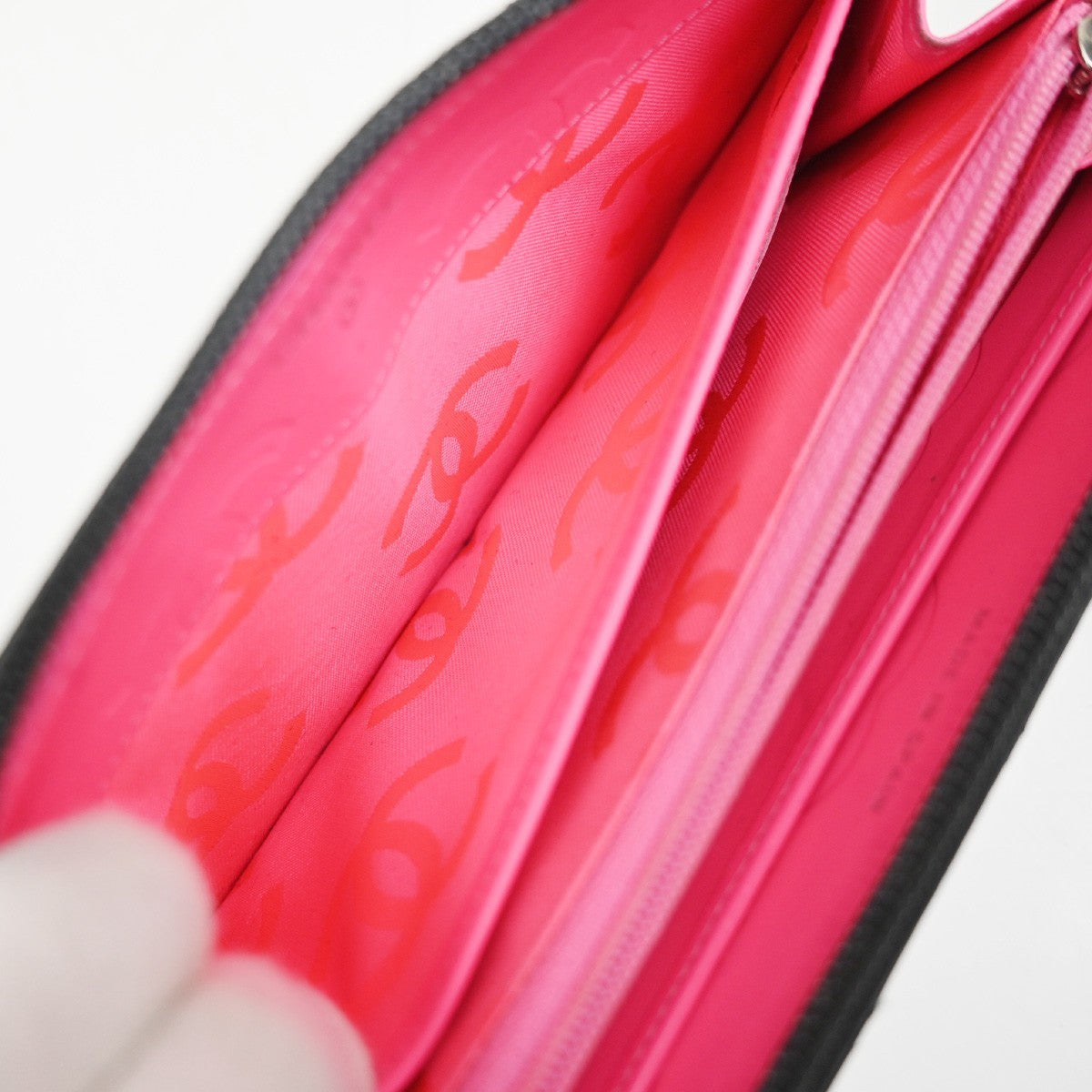 CHANEL CC Cambon Line Zip Around Long Wallet Patent Leather Black Spain 79MA496
