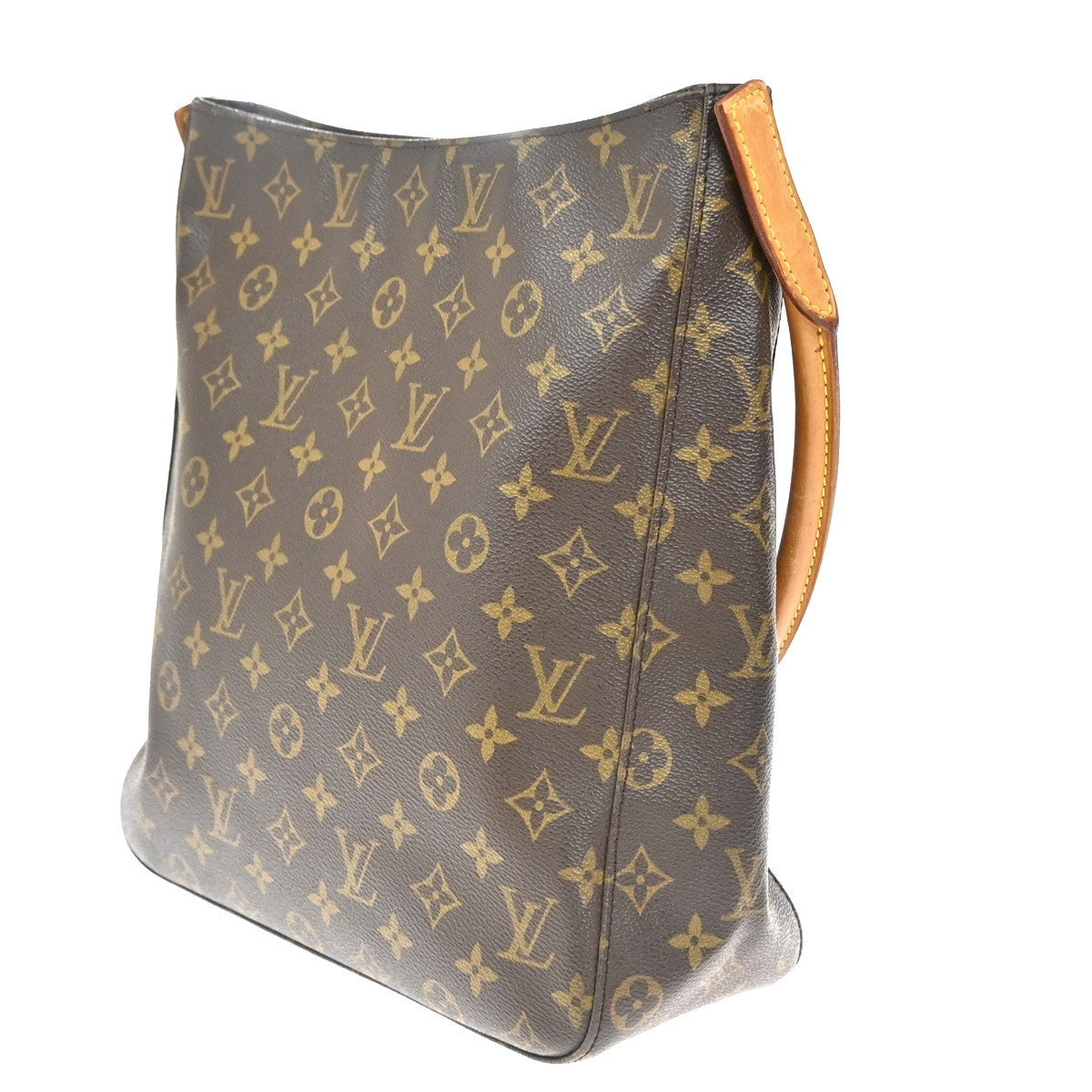 LOUIS VUITTON Logo Looping GM Shoulder Bag Monogram Leather Brown M51145 96KP403