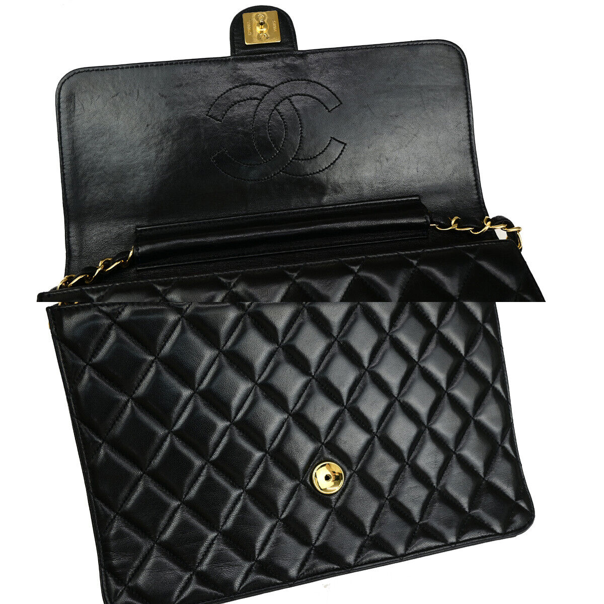 CHANEL CC Matelasse 25 Chain Shoulder Bag Leather Black GHW Vintage 392RJ899