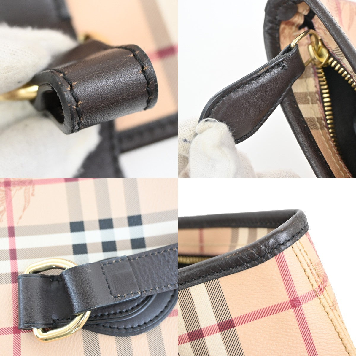 BURBERRY Logo Nova Check Shoulder Bag PVC Leather Beige Black Italy 85DA065