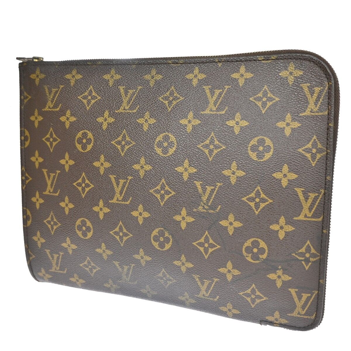 LOUIS VUITTON Poche Documents Clutch Bag Monogram Leather Brown M53457 67EA254