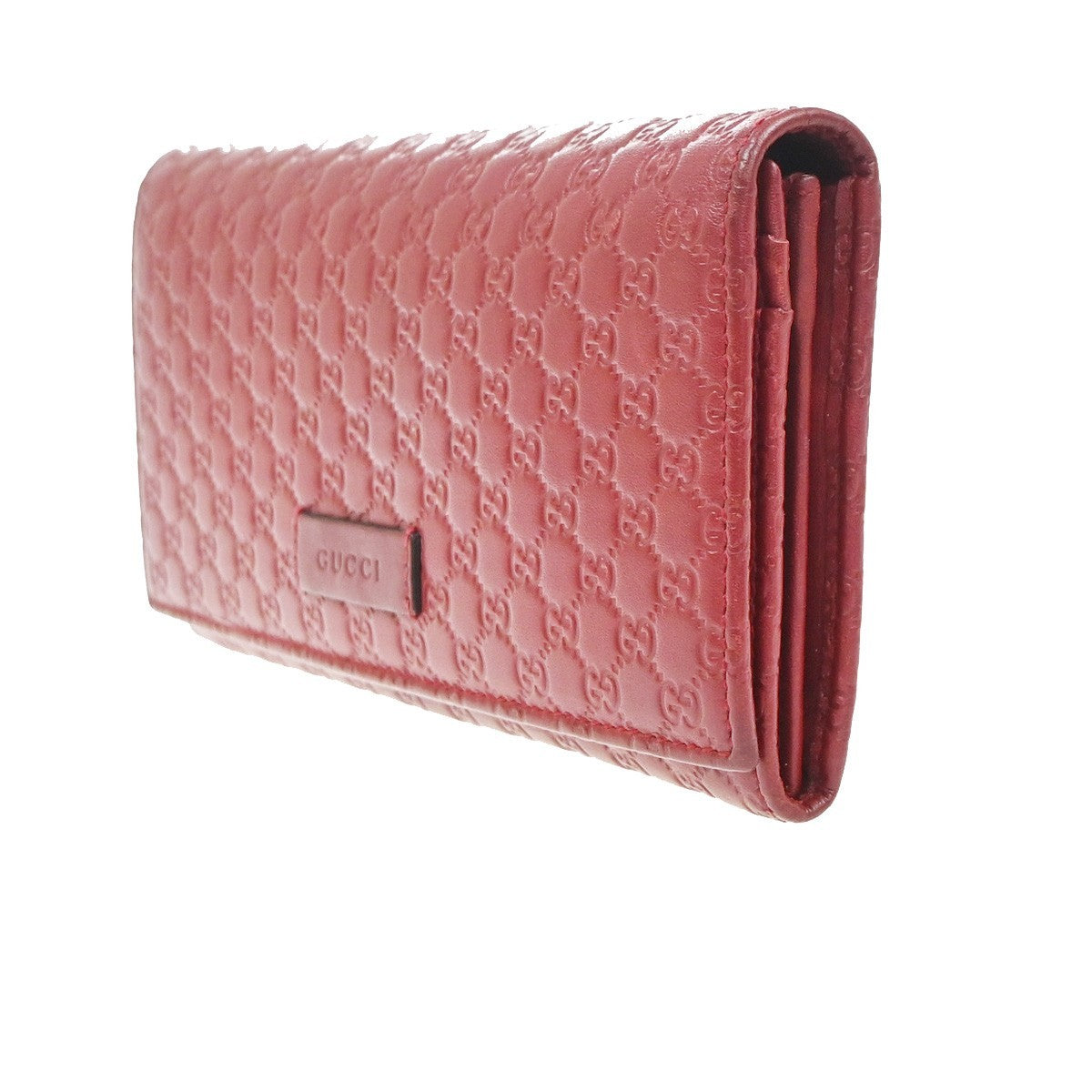 GUCCI Micro Guccissima GG Pattern Bifold Long Wallet Leather Red Italy 31KC718